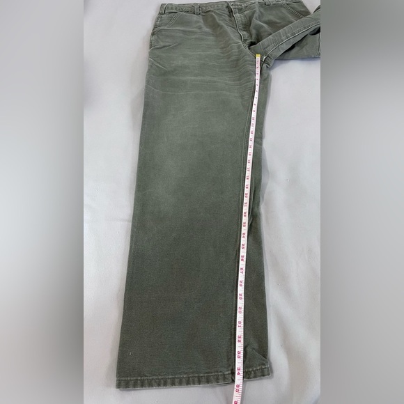 Rare Vintage CARHARTT Zip Fly Dungaree Straight Denim Jeans 90s Green Size 40x34 - Picture 2 of 6
